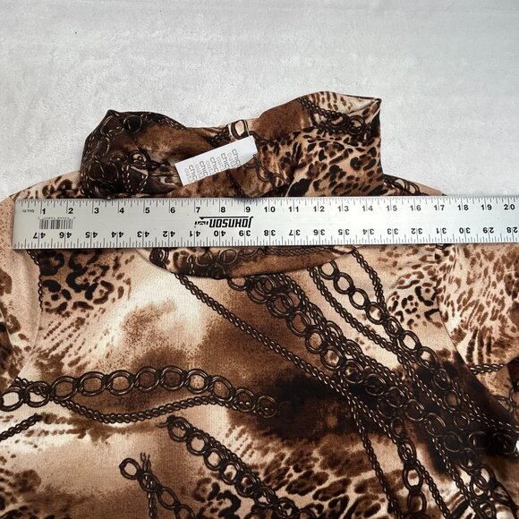 Chico's Womens Animal Links Cowl Neck Tunic Top Size 3 Brown & Beige Knit New - Picture 6 of 8